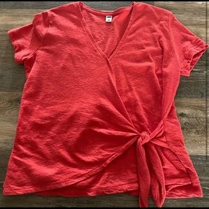 Old Navy Coral Wrap Tie Top